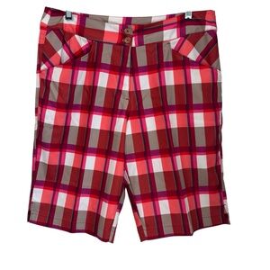 Callaway golf shorts, women's size 10,‎ pink, red, white plaid